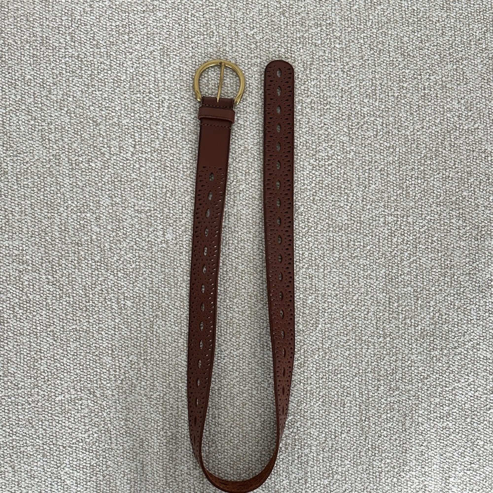 Lucky Brand Brown Leather Belt with Gold Buckle